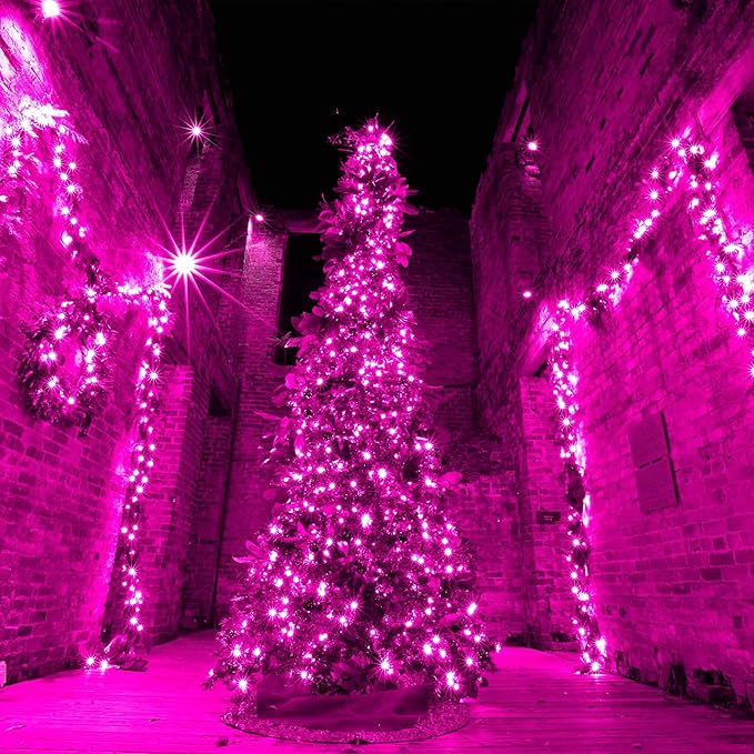 weillsnow Pink Valentine's Day Lights Outdoor, 164 FT 500 LED String Lights Plug in, 8 Modes Waterproof Fairy Lights for Valentines Day, Christmas, Party, Wedding, Bedroom, Garden Decorations