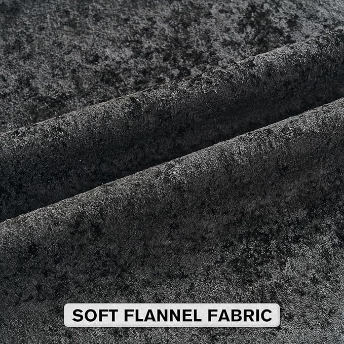FUTEI Black Flannel Throw Pillow Covers 12x20 Inch Set of 2,Soft Dimensional Textured Lumbar Pillow Cases,Modern Home Decor for Couch Living Room
