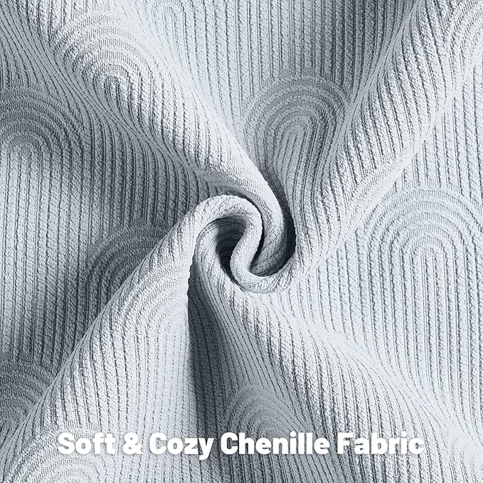 FUTEI Light Blue Chenille Decorative Throw Pillow Covers 12x20 Inch Set of 2,Soft Cozy Striped Geometric Patterns Lumbar Pillow Cases,Modern Home Decor for Couch Bed Living Room