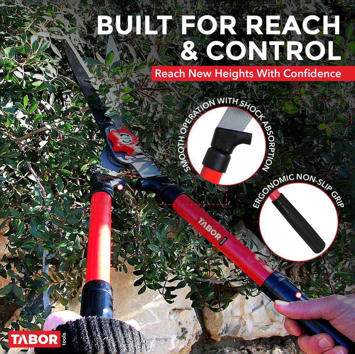TABOR TOOLS B620A Hedge Shears with Wavy Blade for Trimming Borders, Boxwood, and Bushes, Manual Hedge Clippers with Comfort Grip Handles.