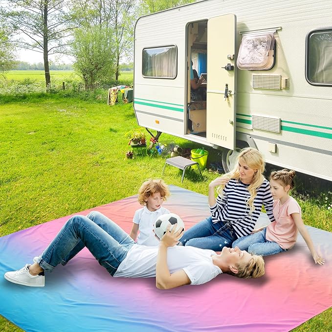 WIWIGO Beach Blanket Waterproof Sandproof Beach Mat 79" X 83"/10'x9'for 2-8 Adults Quick Drying Outdoor Picnic Mat Beach Accessories for Travel, Camping, Hiking