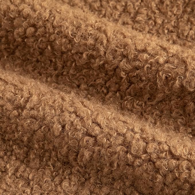 Pack of 2 Curly Teddy Wool Faux Fur Throw Pillow Covers Fuzzy Accent Soft Sherpa Pillowcases Sheepskin Fleece Decorative Cushion Case for Sofa Couch Living Room 18x18 Inch Bronze