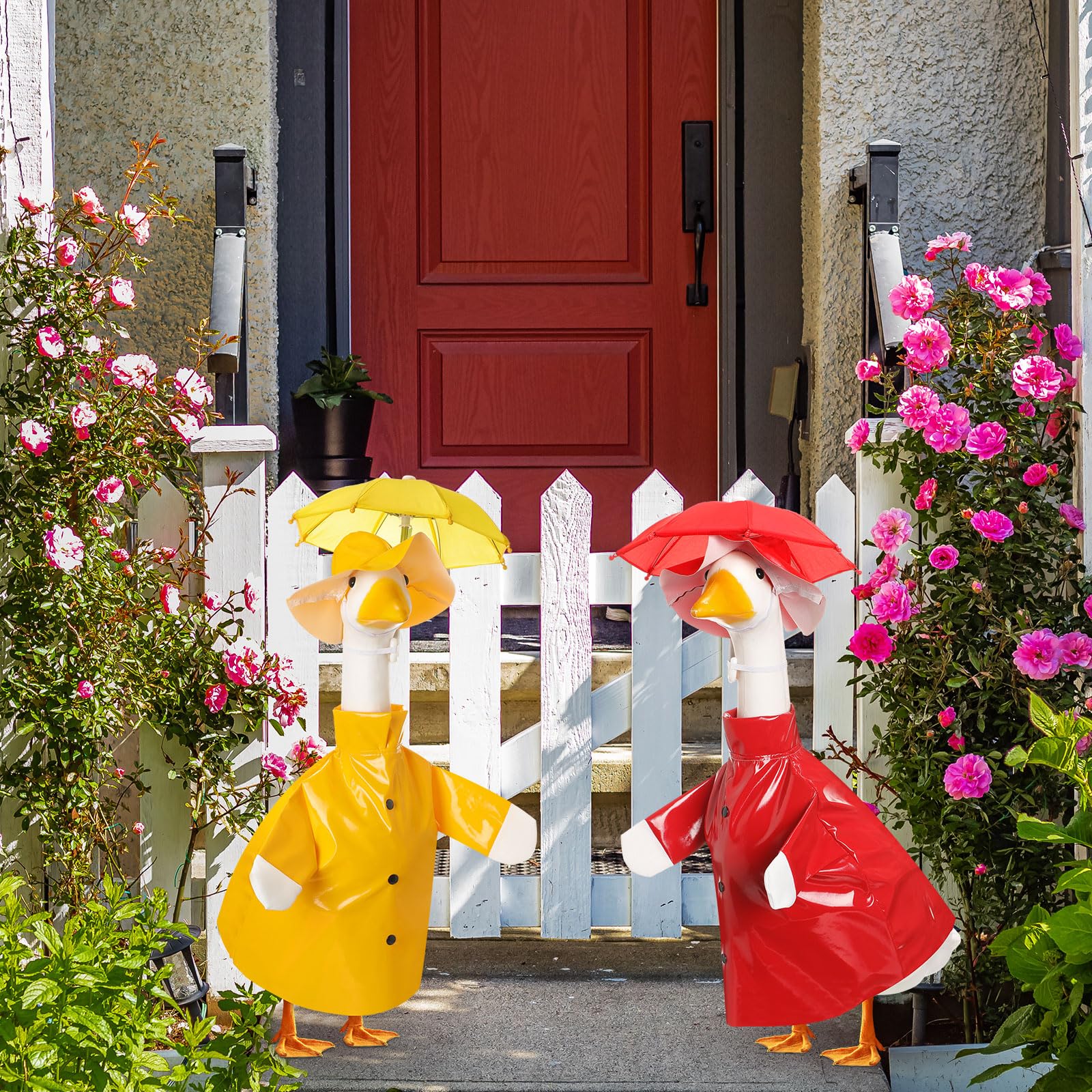 Yeyeplum 2 Set Summer Porch Goose Outfit,Red Yellow,23 Inches,Classic