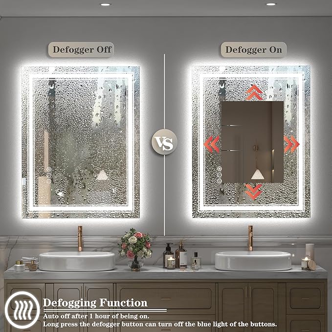 30x36 LED Bathroom Mirror, Lighted Mirror for Bathroom Wall, Backlit and Front lit, Dimmable, Anti-Fog, Shatterpoof, Memory (Horizontal/Vertical)