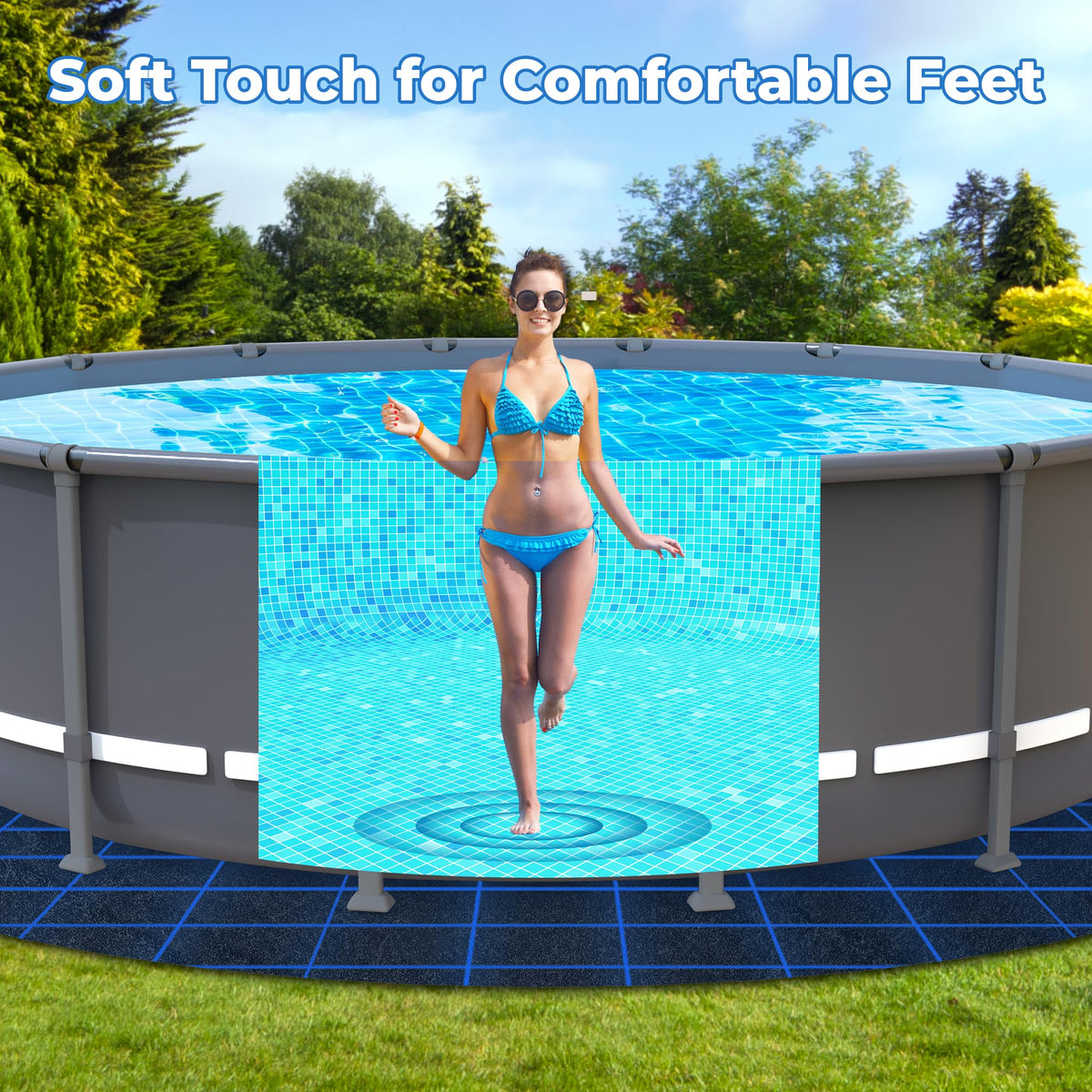AquaJoyer 24' Round Thicker Heavy Duty Pool Liner Pad for Above Ground Pool, Pool Padding Underlayment for Pool Bottom, Protects Pool Prevents Punctures Weed Barrier Comfortable underfoot