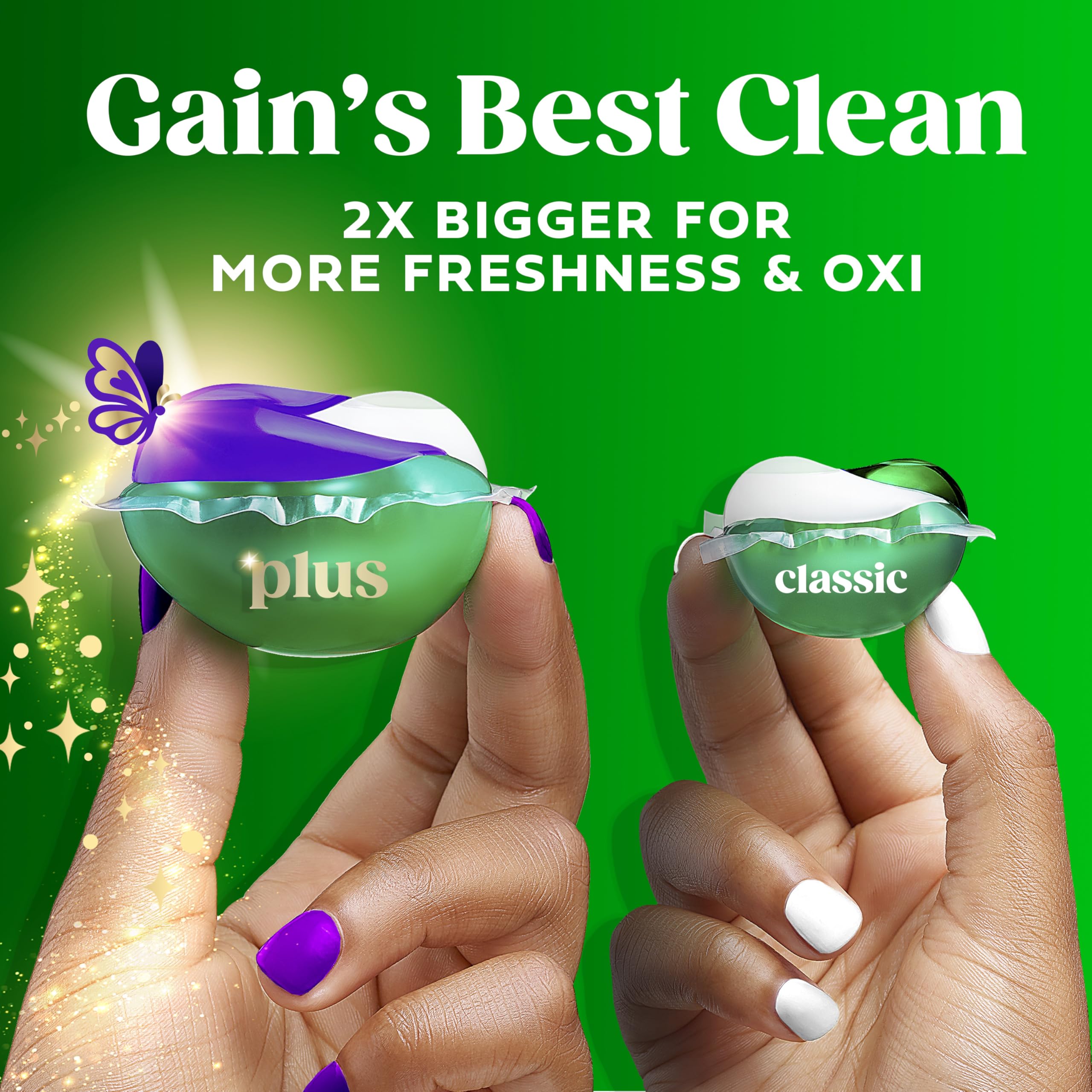 Gain Plus Flings Liquid Laundry Detergent Pods, Gain's Best Clean, All-In-One Pacs, Moonlight Breeze Scent, 45 Count