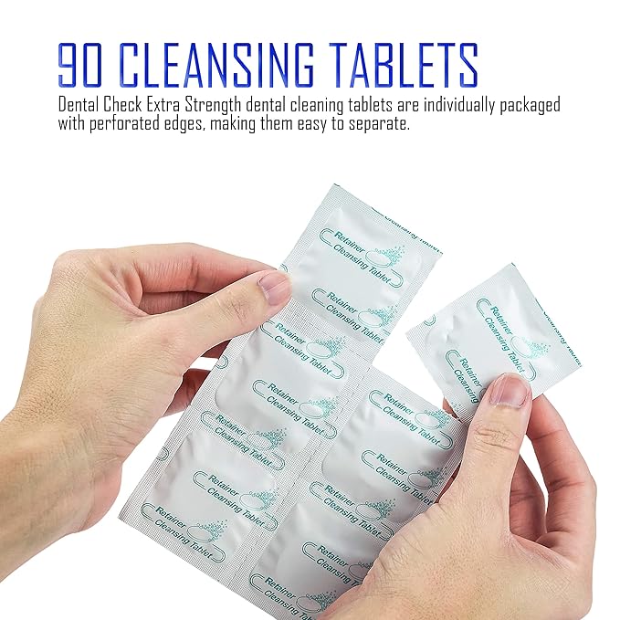 Retainer and Denture Cleaner 90 Tablets, 3 Month Supply Cleaning Tablets Denture Cleaners Remove Bad Odors, Plaque, Stains From Night Guards, Mouth Guards, Dental Appliance (90 Pack)