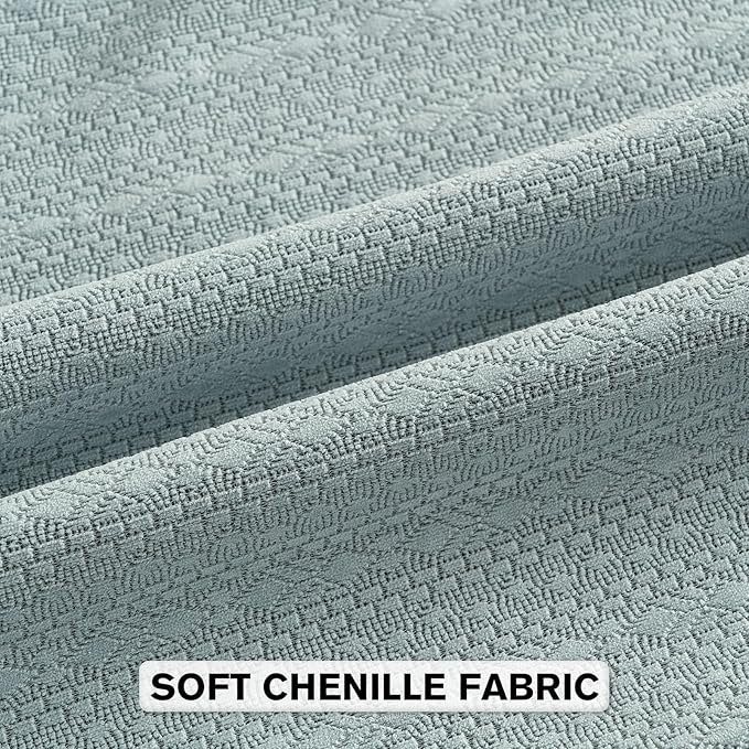 FUTEI Dusty Blue Chenille Throw Pillow Covers 20x20 Inch Set of 2,Soft Striped & Diamond Textured Cushion Cases,Modern Home Decor for Couch Living Room