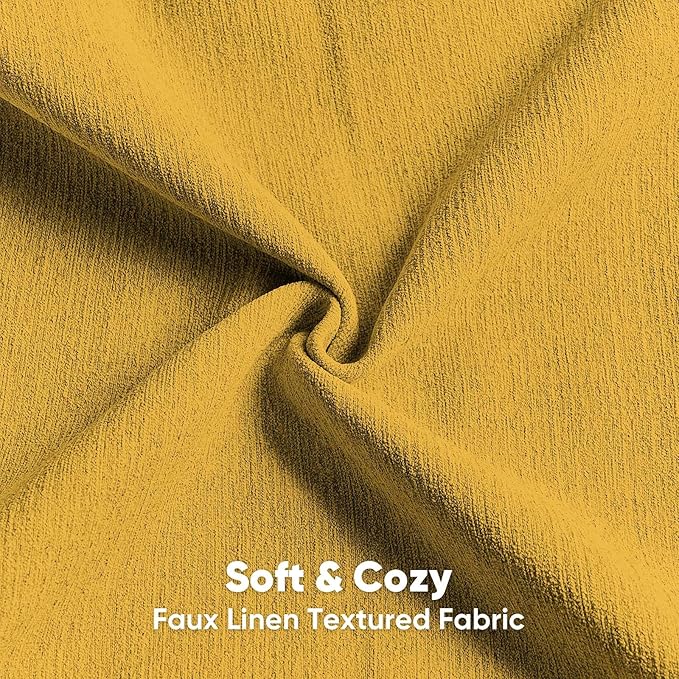 FUTEI Mustard Yellow Chenille Decorative Throw Pillow Covers 16x16 Inch Set of 2,Soft Cozy Faux Linen Textured Cushion Case,Farmhouse Home Decor for Couch Living Room