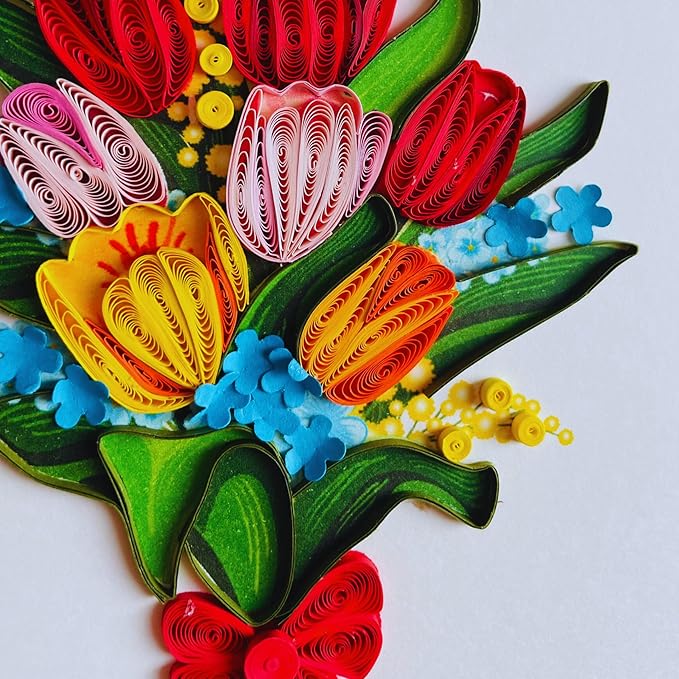 Quilling Card 3D Greeting Cards, handmade Quilling Cards birthday card, handcrafted cards for all occasions, Heart, tulip flower (Tulip)
