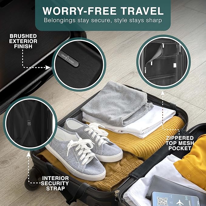 TRAVELARIM 28 Inch Luggage with Spinner Wheels, Hard Shell Suitcase with TSA Locks for Luggage, Travel Large Suitcase, Expandable Hard Shell Suitcases, Black
