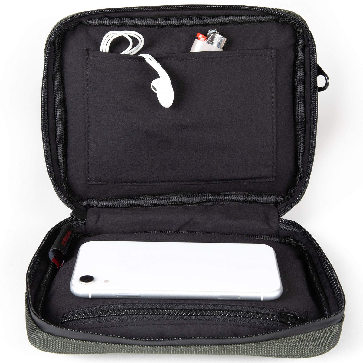 DIME BAGS Lockable Odor Sealing Padded Pouch, Carbon Lined for Scent Protection, Durable Water-Resistant Case with 3-Digit Combo Lock & Hidden Storage Pocket, Changeable Patch (7 Inch, Green)