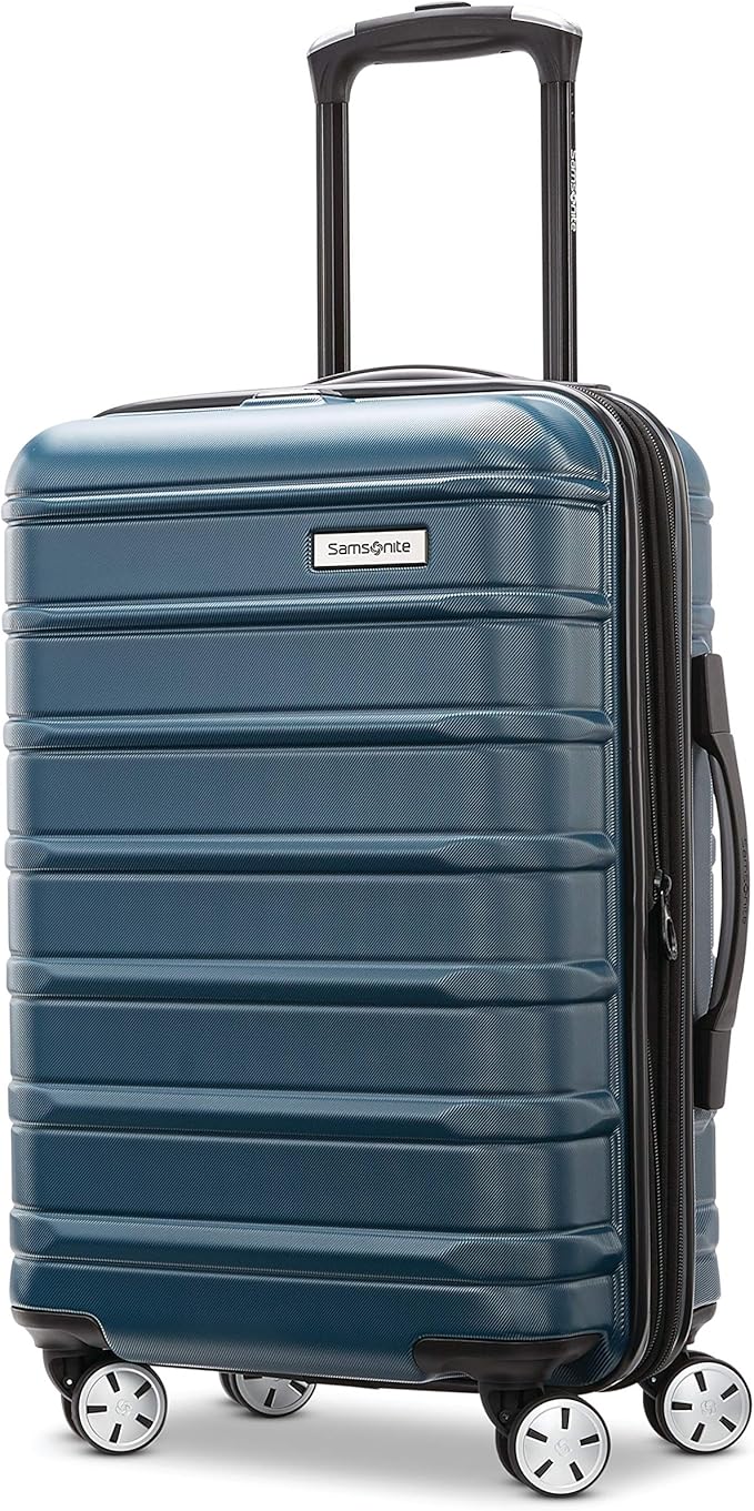 Samsonite Omni 2 Global Carry-On Spinner Luggage - Compact Size For International Travel - Airline-Approved - Features Expandable Polycarbonate Shell, 360° Wheels, USB Power Hub - Nova Teal