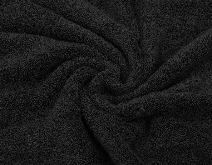 American Soft Linen Luxury 6 Piece Towel Set, 2 Bath Towels 2 Hand Towel 2 Washcloths, 600 GSM 100% Cotton Turkish Towels for Bathroom, Black Towel Sets
