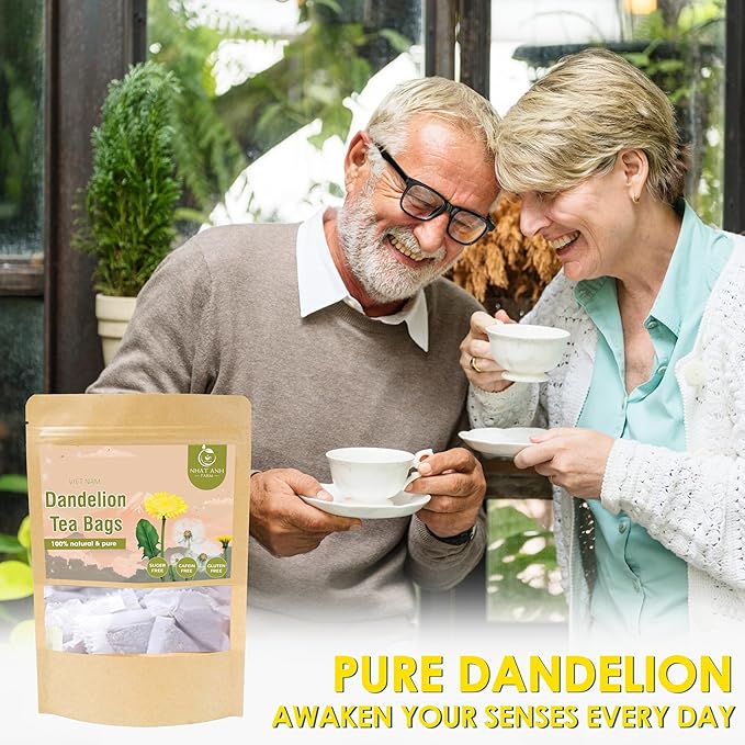 NHAT ANH FARM - Premium Dandelion Tea Bags, 40 Tea Bags, 100% Natural Dried Dandelion Leaves, Naturally Sweet Herbal Tea, Sugar-Free, Caffeine-Free, No Additives.