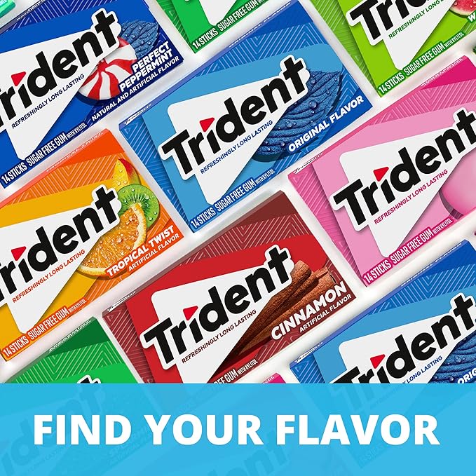 Trident Original Flavor Sugar-Free Chewing Gum, 12 Packs of 14 Pieces (168 Total Pieces)