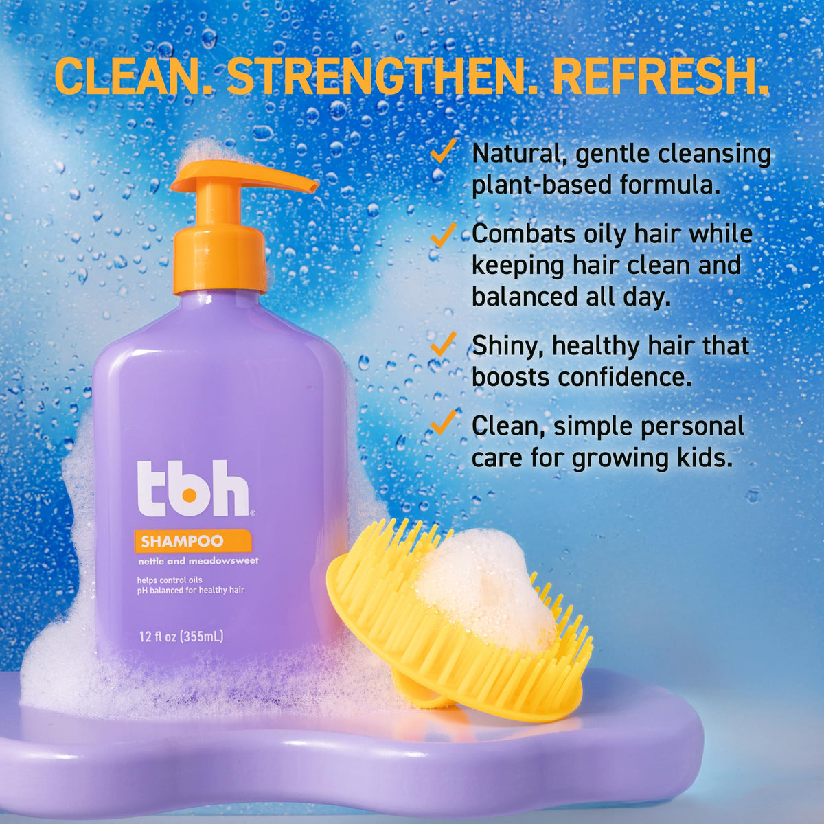 TBH Teen & Kids Shampoo - Lightweight and Detangling Hydrating Hair Shampoo for Dry, Oily, Fine, Curly, and All Hair Types - Tween and Kids Shampoo - Sulfate, Paraben Free - 12 oz (2 Pack)