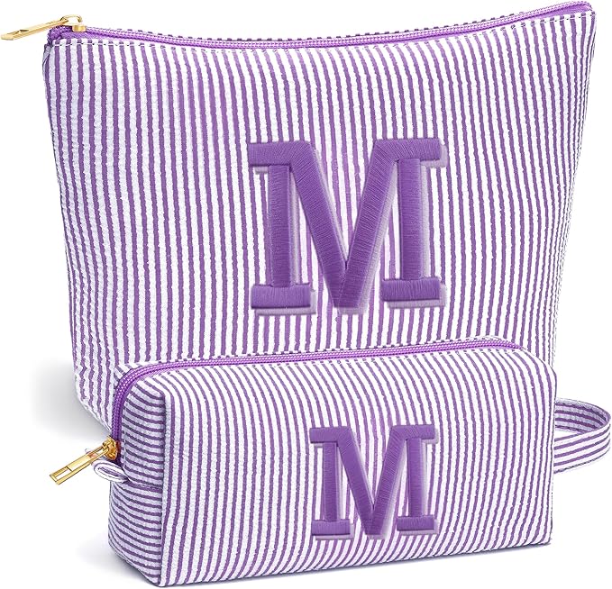 Stocking Stuffers for Teen Girls Gifts Trendy Stuff, 2025 Christmas Gifts Cute Makeup Bag, 6-12 Year Old Girl Birthday Gift, Personalized Christmas Stocking Stuffers for Girls, Purple Letter M