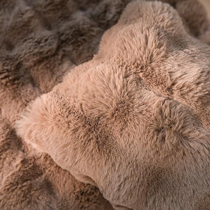 Neelvin Brown Faux Fur Cozy Soft Double-Sided Decorative Throw Pillow Covers 18x18 inch Set of 2,Velvet Pillowcase Cushion Case for Sofa Couch