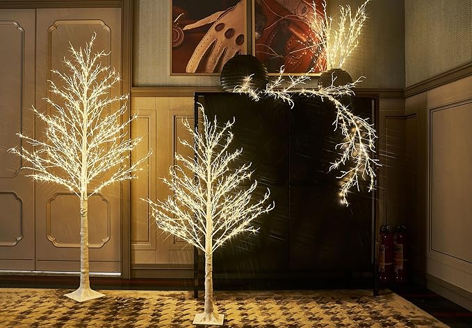 LITBLOOM Lighted White Tree Plug in 430 LED Fairy Lights 4FT, Twig Tree with Lights for Indoor Outdoor Home Room Christmas Easter Decoration