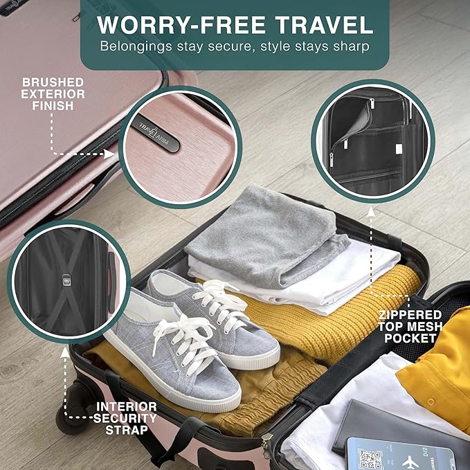 TRAVELARIM Luggage Sets 2 Piece, 24 Inch Suitcase and 28 Inch Luggage with Spinner Wheels, Durable Hard Shell Suitcase Set, Expandable Travel Suitcases with Wheels, Pink