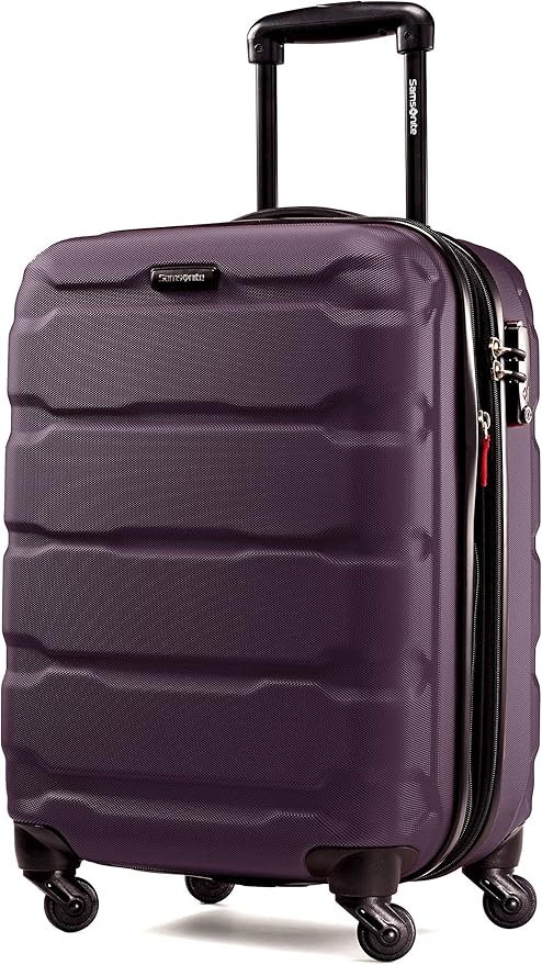 Samsonite Omni PC Hardside Expandable Luggage with Spinner Wheels, Purple, Checked-Large 28-Inch
