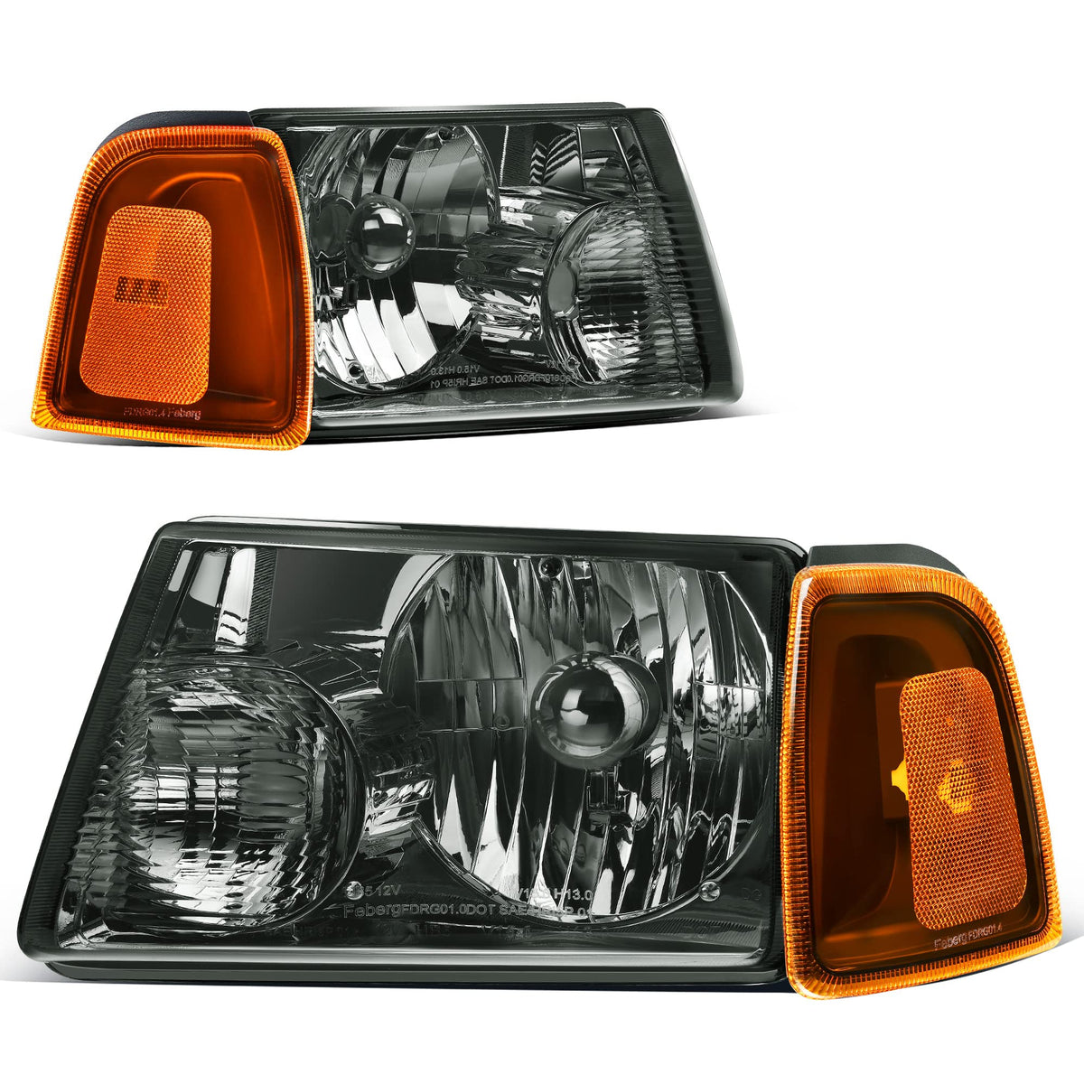 AUTOSAVER88 Headlight Assembly Compatible with 2001-2011 Ford Ranger Headlights with Corner light Chrome Housing Smoke Lens