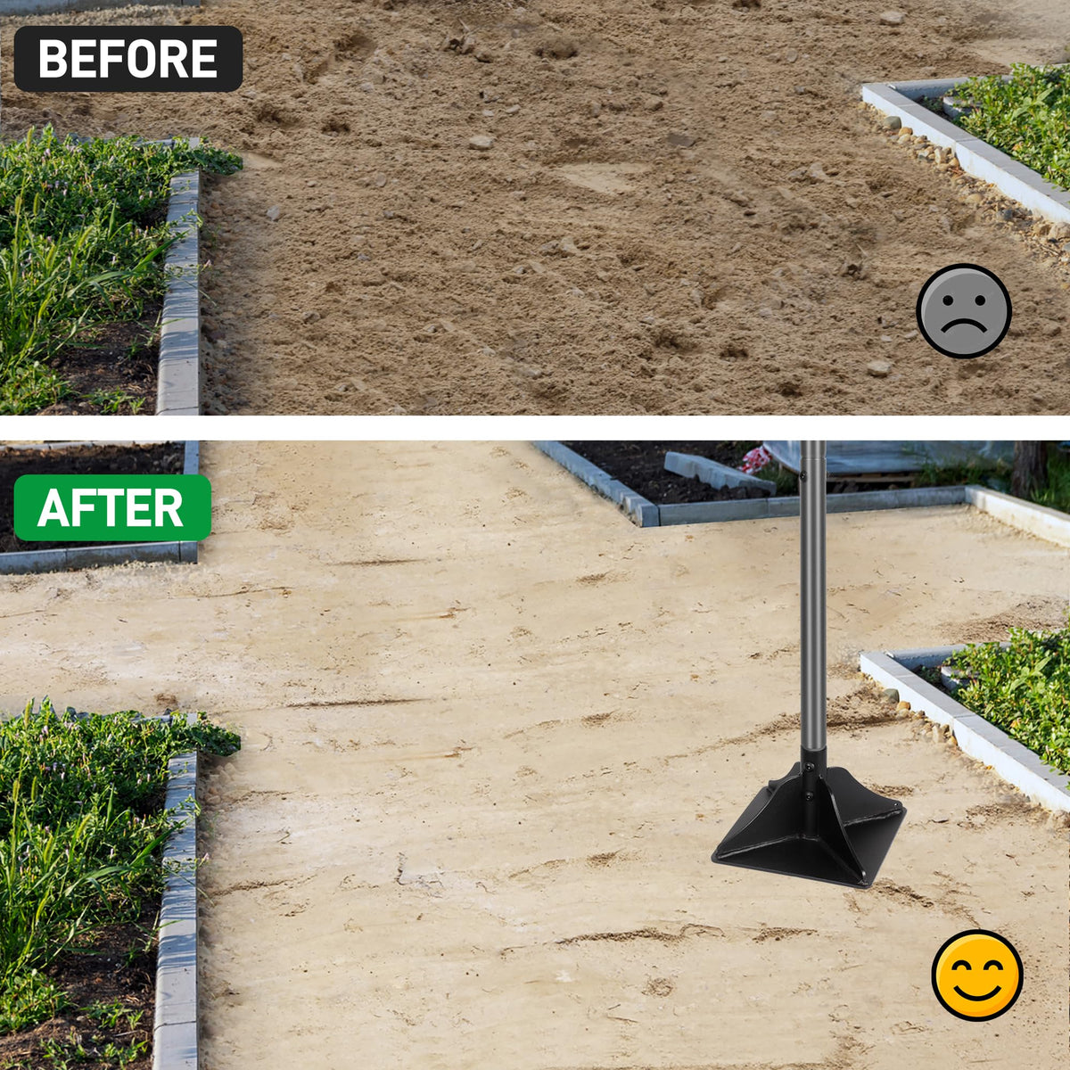 Walensee 10" x 10" Steel Tamper Tool with 48" Handle, Heavy Duty Ground Tamper with Rubber Grip for Leveling Paver Base, Ideal for Dirt Compacting, Gravel and Sand, Driveways and Blacktop Repair