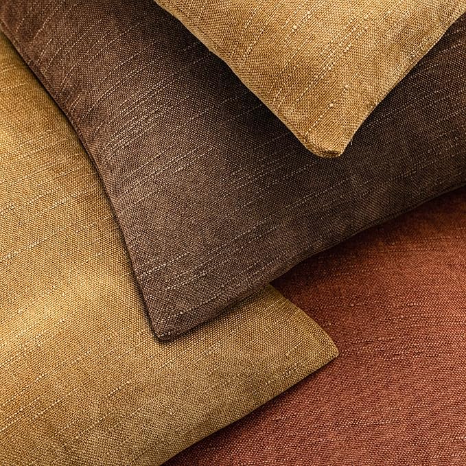 Foindtower Set of 2 Soft Textured Chenille Throw Decorative Pillow Covers Square Accent Solid Cushion Cover Cozy Neutral Farmhouse Pillow Case for Couch Sofa Bedroom Living Room 22x22 Inch,Dark Bronze