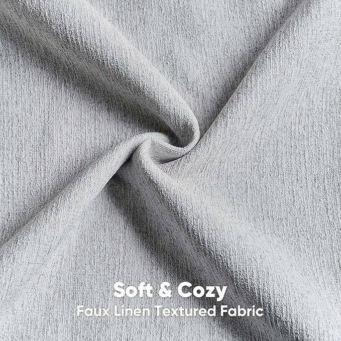 FUTEI Light Grey Chenille Decorative Throw Pillow Covers 24x24 Inch Set of 2,Soft Cozy Faux Linen Textured European Pillow Shams,Farmhouse Home Decor for Couch Living Room