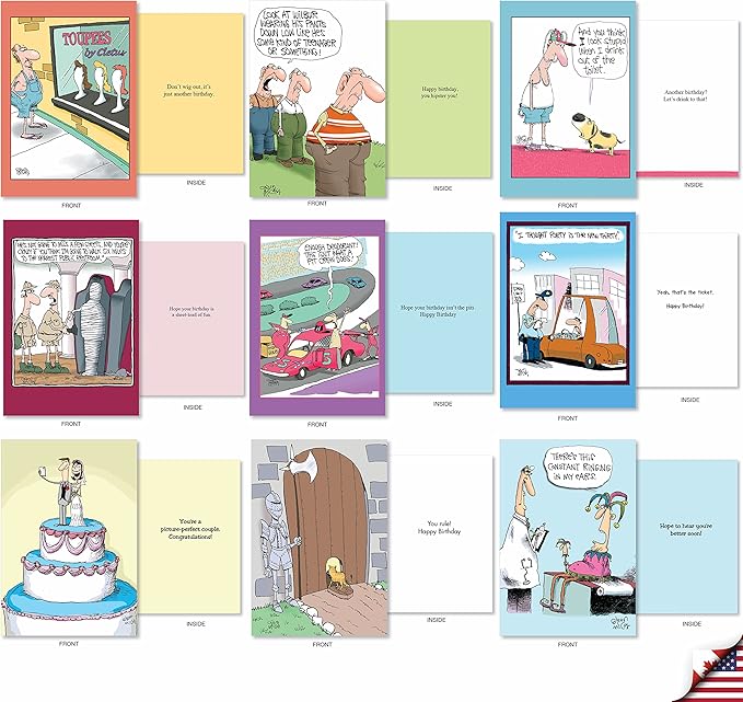NobleWorks - 36 Assorted Funny Mixed Occasions Greeting Cards Bulk Box Set with Envelopes (36 Designs, 1 Each) Humor Card Variety Pack for Men and Women - A Mix of McCoy AC9381XXG-B1x36