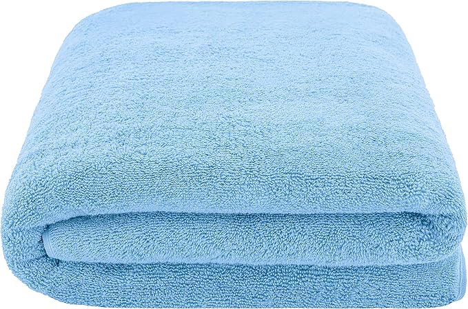 American Soft Linen Oversized Bath Sheet 40x80 Extra Large for Bathroom, 600 GSM 100% Cotton Turkish Jumbo Bathsheet Towels for Adults, Sky Blue Bath Sheet