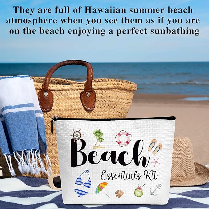 Summer Cosmetic Bag, Cruise Gift Makeup Bag with Zipper for Toiletry Bag Accessories, Beach Lover Gifts for Women Girls Birthday- B13