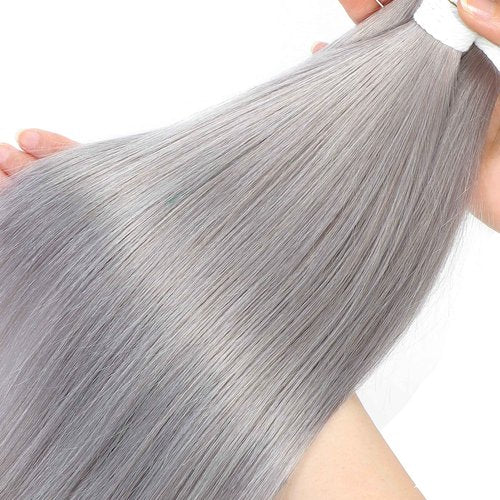 Straight Human Hair Bundles 22inch Sliver Grey Human Hair Weave Bundles 100% Brazilian Remy Human Hair Extension For Women
