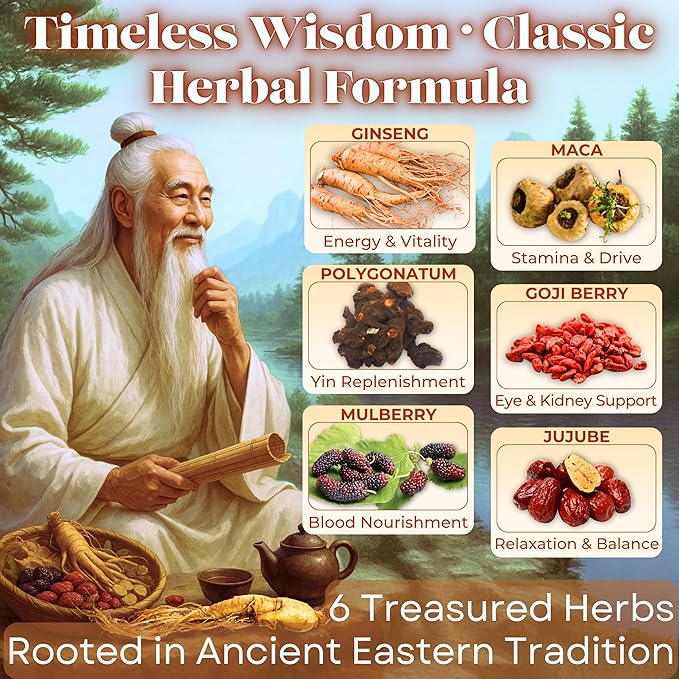 2 Pack of Dr. Lu’s Organic Ginseng Five Treasures Tea Kidney Tea | Ginseng Six Treasures tea for Kidney Cleanse Detox & Repair with Maca Root in Corn Fiber Pyramid Bags (No Plastic/Nylon) | Made in US