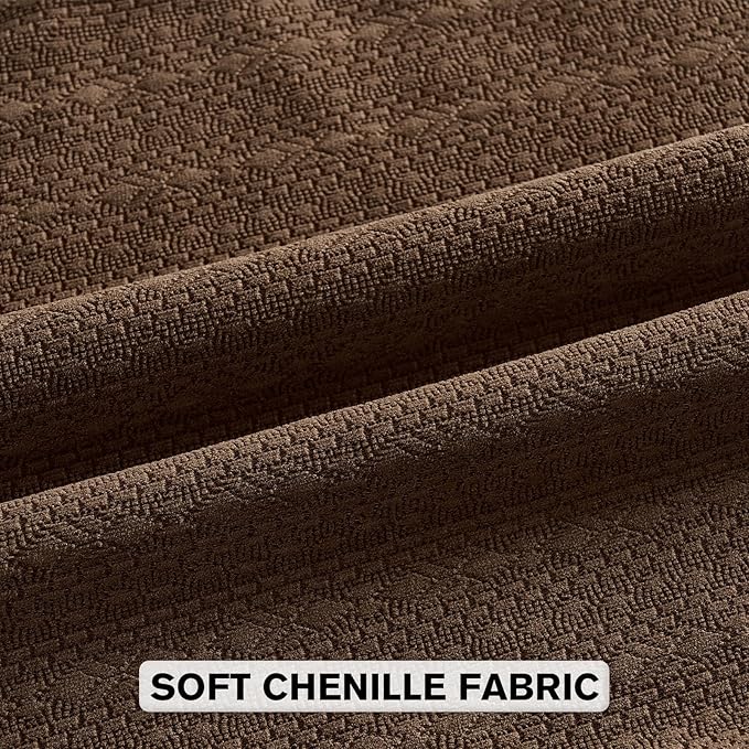 FUTEI Dark Brown Chenille Throw Pillow Covers 16x16 Inch Set of 2,Soft Striped & Diamond Textured Cushion Cases,Modern Home Decor for Couch Living Room