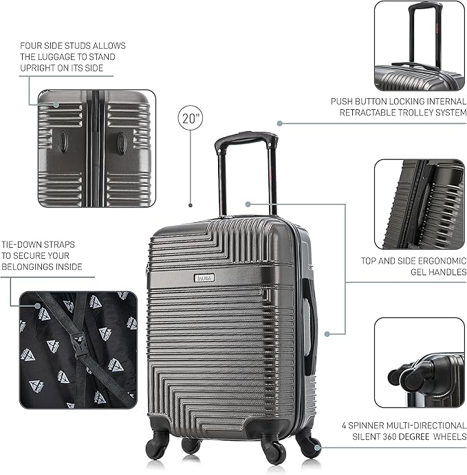 InUSA RESILIENCE Luggage with Spinner Wheels | Durable Lightweight Hardshell Spacious Travel Bag with Handle and Trolley | 20-Inch Carry On Small Luggage | Charcoal