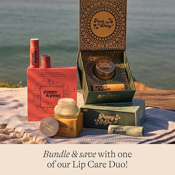 Poppy & Pout Natural Lip Scrub, Moisturizing Sugar Scrub for Dry Lips, Lip Scrubber Exfoliator with Essential Oils Smooths and Hydrates Lips, In Recyclable Glass Jars, Cruelty Free - Orange Blossom