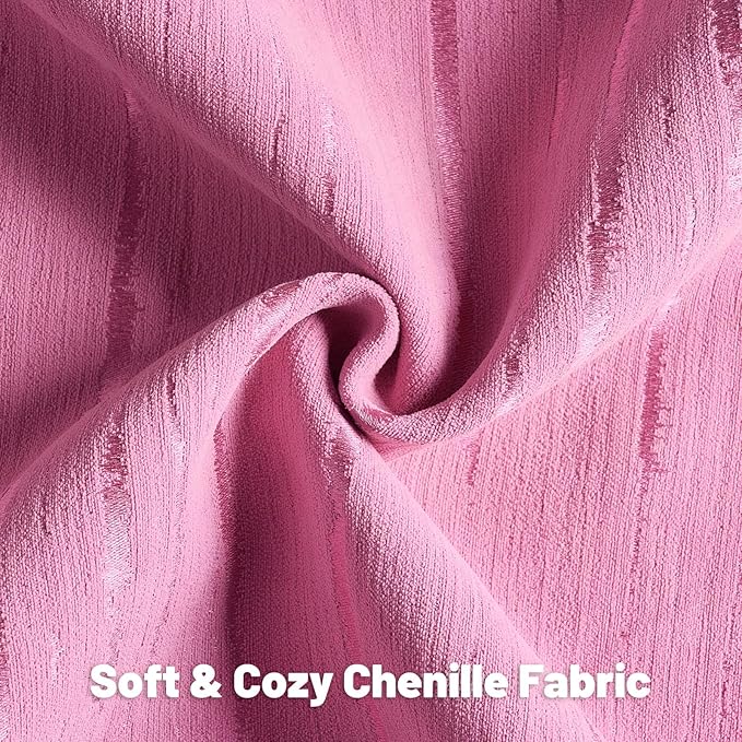 FUTEI Hot Pink Chenille Decorative Throw Pillow Covers 26x26 Inch Set of 2,Soft Embossed Striped Textured Euro Pillow Shams,Modern Home Decor for Couch Bed Living Room