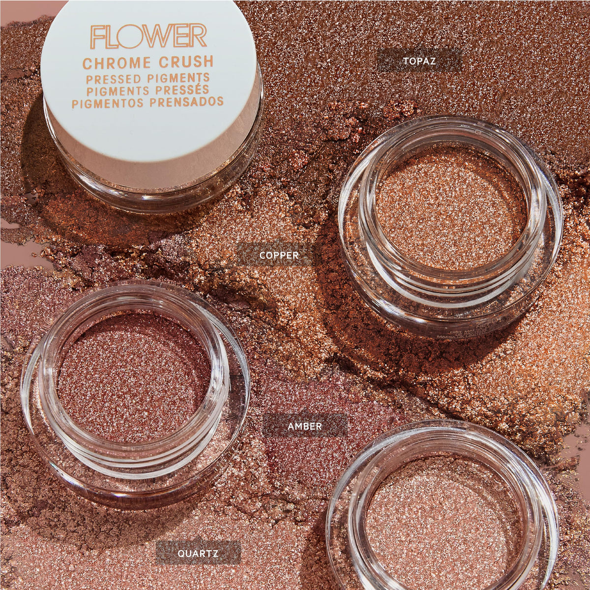 FLOWER BEAUTY By Drew Barrymore Chrome Crush Eyeshadow - Gel Powder + Buildable Formula - Shimmer + Glitter - Eyeshadow Topper (Copper)