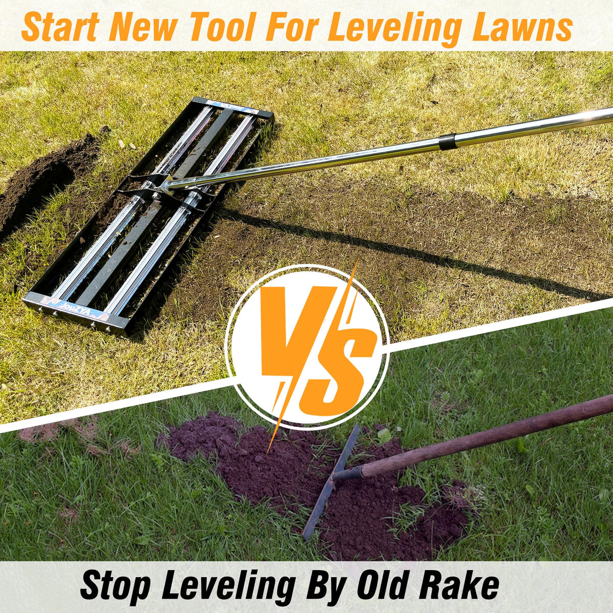 Updated Lawn Leveling Rake 30"x10", Lawn Leveler with Aluminum Rollers