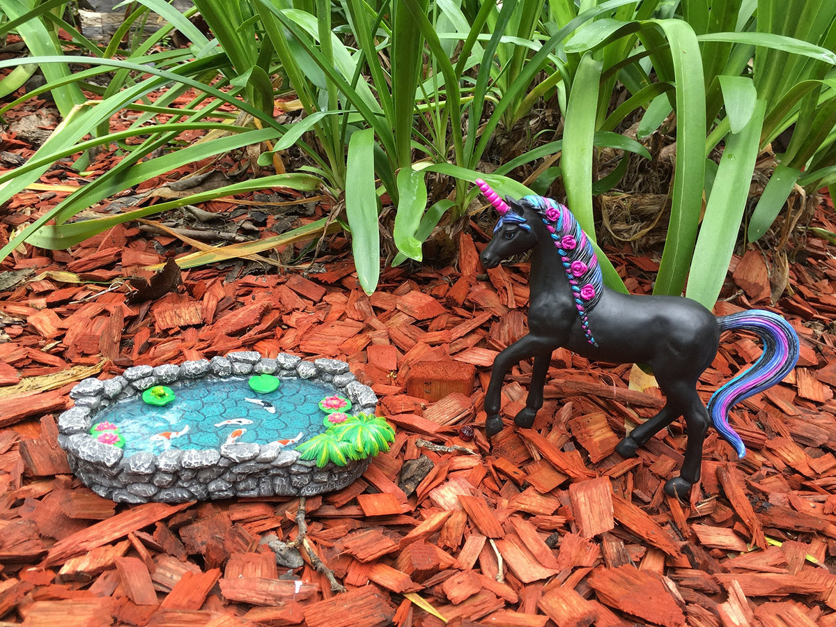GlitZGlam KOI Miniature Pond for Fairy Garden - Enchanted Garden Accessories