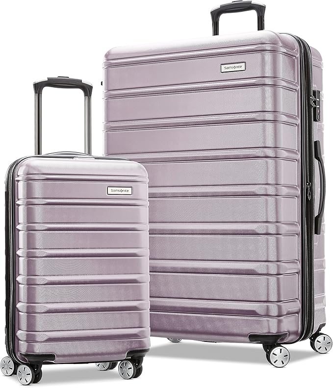 Samsonite Omni 2 Hardside 2 Piece Set - Includes Global Carry-On & Large Checked Suitcases - 360° Dual Spinner Wheels - Integrated TSA Lock & Expansion - Amazon Exclusive - ICY Lilac