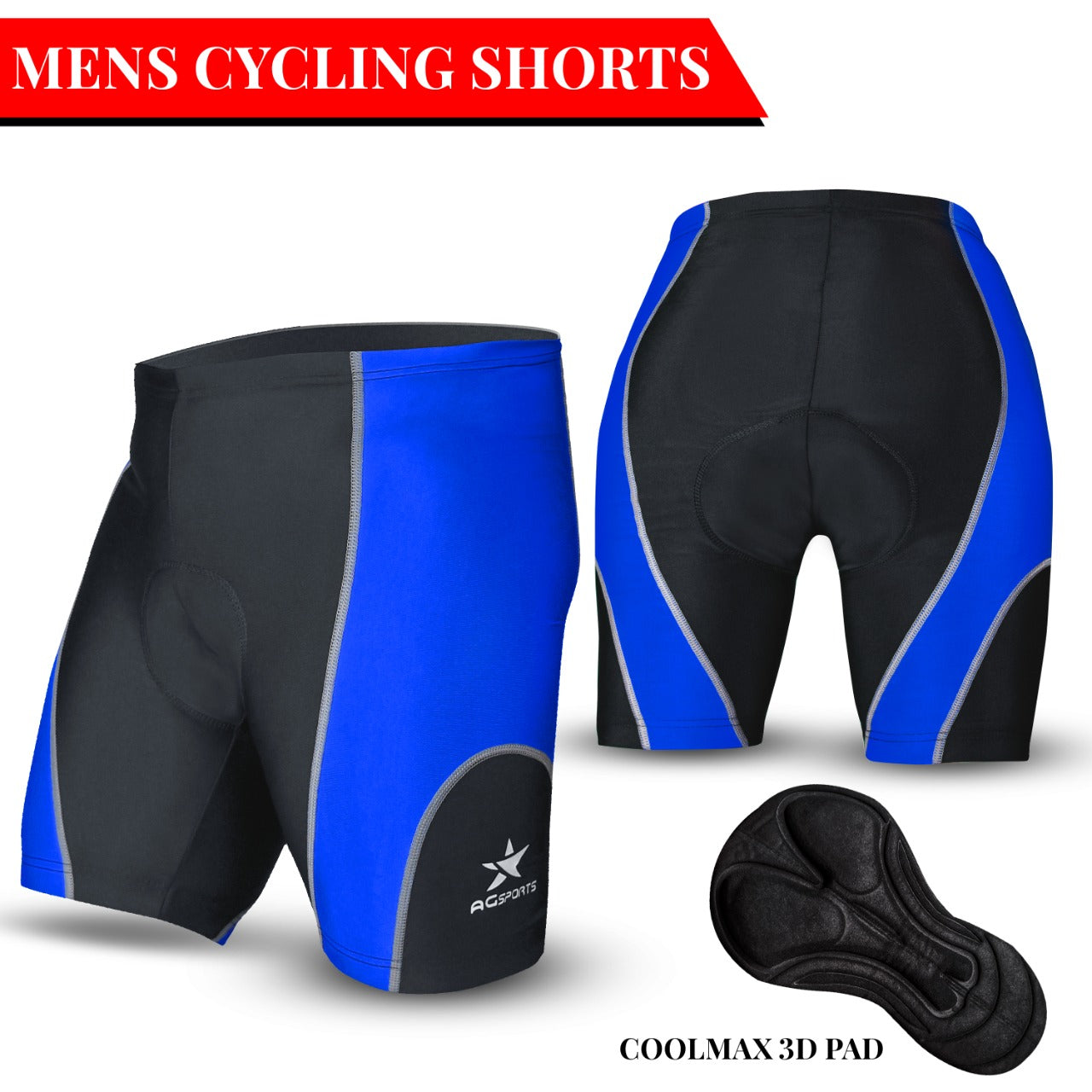 AG Sports Mens Cycling Shorts MTB Bicycle 3D Padded Compression Bike Pant