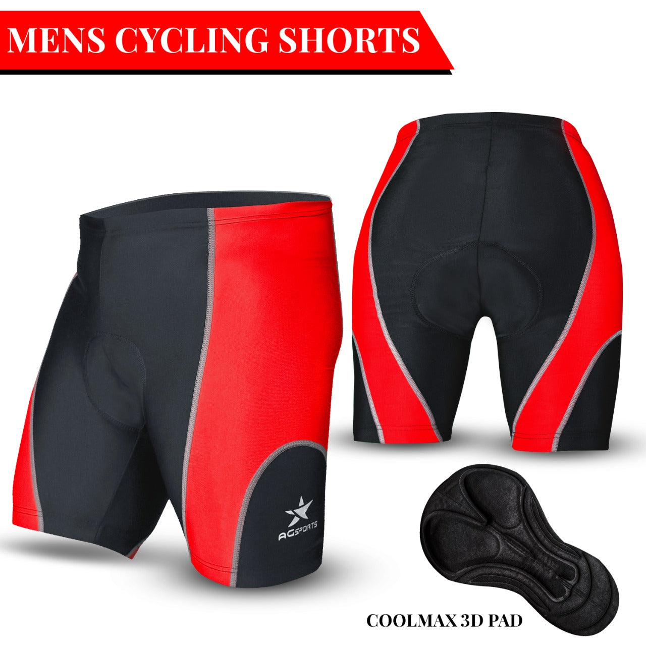 AG Sports Mens Cycling Shorts MTB Bicycle 3D Padded Compression Bike Pant