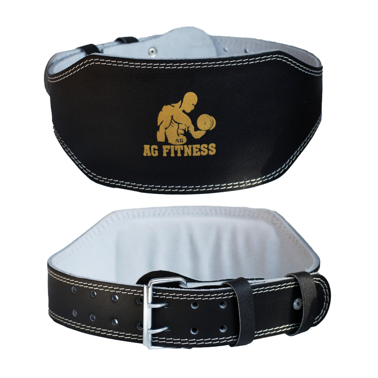 AG Fitness Weight Lifting Belt, Leather 4'' 6" Back Support Powerlifting Gym Training Belt