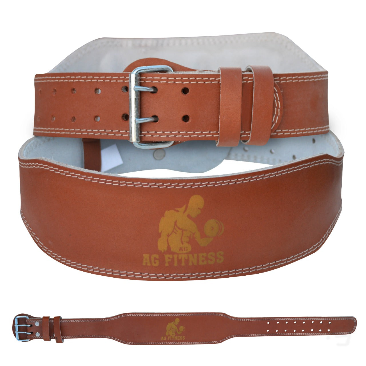 AG Fitness Weight Lifting Belt, Leather 4'' 6" Back Support Powerlifting Gym Training Belt