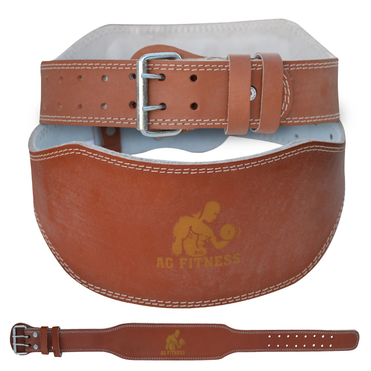 AG Fitness Weight Lifting Belt, Leather 4'' 6" Back Support Powerlifting Gym Training Belt