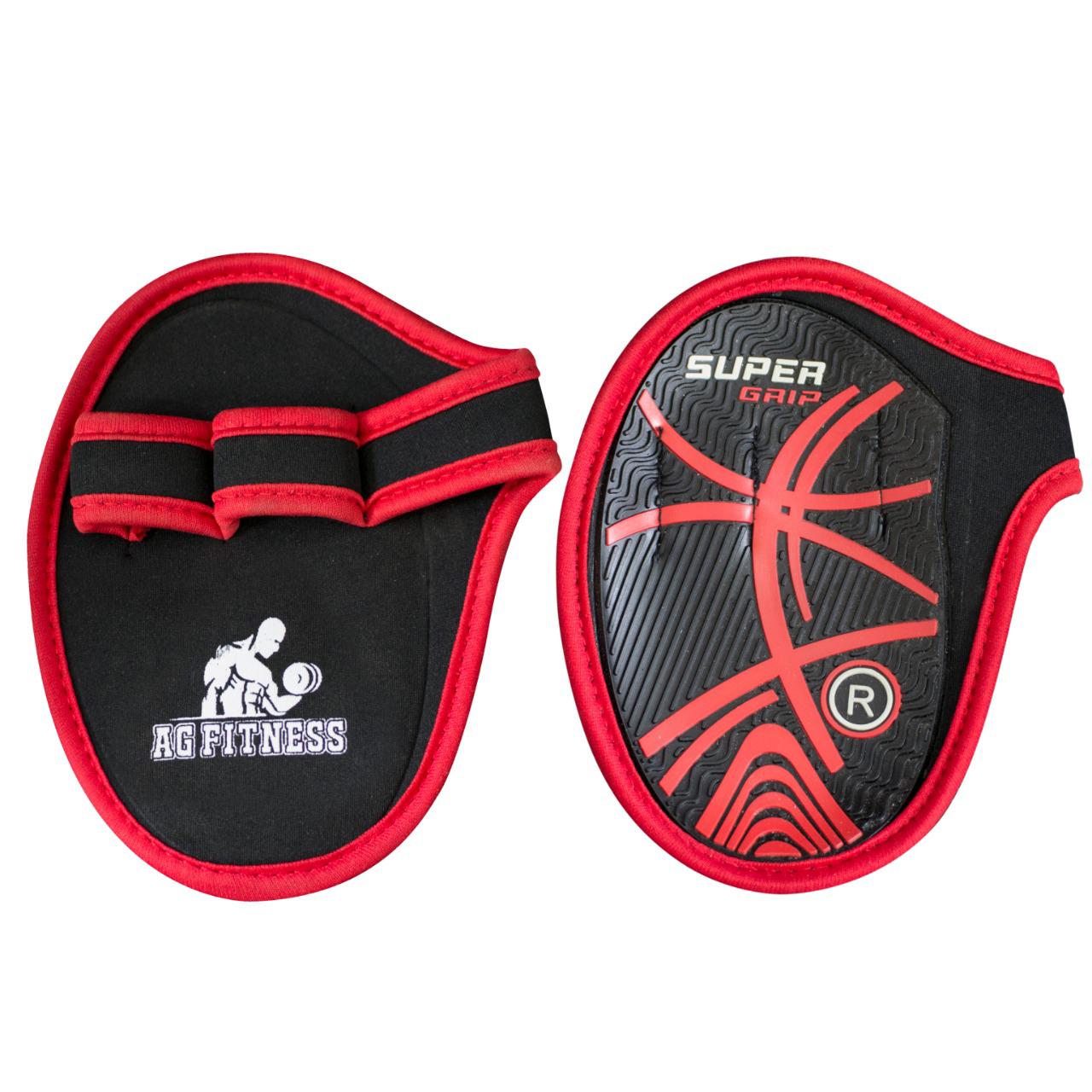 AG Fitness Super Grip weightlifting Palm Grips (Red)