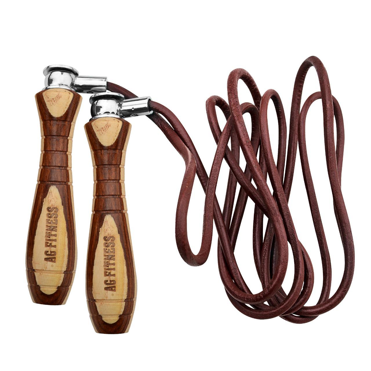 AG Fitness Adjustable Leather Skipping Rope